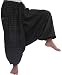 Wynnthaishop'100% Cotton Baggy Boho Aladin Yoga Harem Pants (S-XL for Waist for 26" - 42", Black)