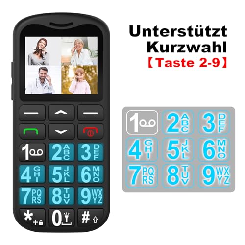 CHAKEYAKE 4G Seniorenhandy Mobiltelefon Ohne Vertrag mit Große Tasten, Senioren Handy mit USB-C, 1.7 Zoll LCD,Rentner Handy Großtastenhandy mit SOS-Funktion, Taschenlampe, Ladestation