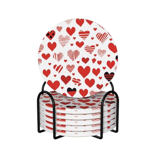 Dessous de verre en céramique lot de 6 avec support pour table basse
