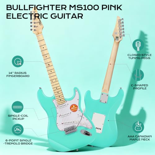 Image of Electric Guitar Beginner Kits, 6 Strings 39 Inch Solid Body Guitarra Electricar Set for Adults With Gig Bag, Strap, Tremolo Arm, Cable & Picks MS100 (Green1)