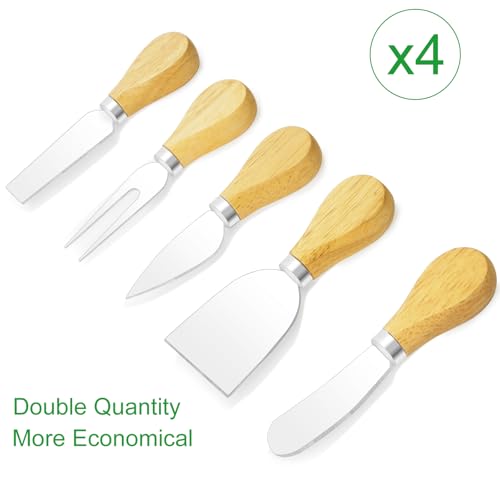 ProudMoore 20 Pcs Cheese Knives, Wooden Handle Cheese Knife Set for Charcuterie Board, Mini Steel Stainless Cheese Cutter, Spreader, Fork for Party Wedding Christmas, Charcuterie Accessories by ProudMoore - Image 7