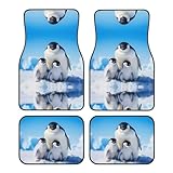 Alfombrillas de coche para todo tipo de clima, diseño de pingüino madre y bebé, duraderas y fáciles de limpiar, ajuste universal para la mayoría de vehículos