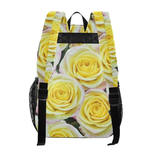 Clear Backpack for Women Pale Yellow Roses Pink Edges Boys Backpacks for Girls See through Shoulder Bag3