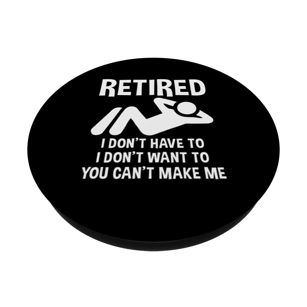 Retired Funny Retirement Party Retiree Humor Retirement Joke PopSockets Adhesive PopGrip, Black - Image 2