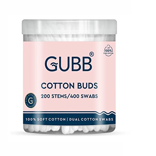Image of GUBB Paper Stick Cleaning Cotton Ear Buds Swabs for with Safety Tip 200 Sticks