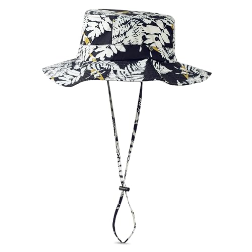 Image of Printed Bucket Hat UPF 50+ Quick-Dry Breathable Sun Hat, Roll-Up Brim Boonie Hat with Adjustable Fit for Beach Hiking Fishing