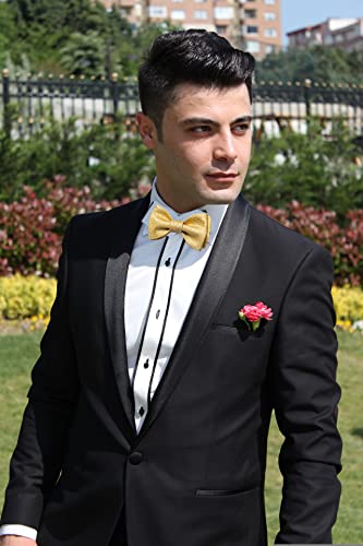 Image of DiBanGu Silk Self-Tied Bowtie Jacquard Woven Bow Tie Set for Men