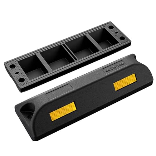 Barriera Parcheggio Nero Ferma-parcheggio In Gomma, Antiscivolo Blocca-marciapiede per Auto con Striscia Riflettente, Blocca-ruota per Auto Camion Rimorchi