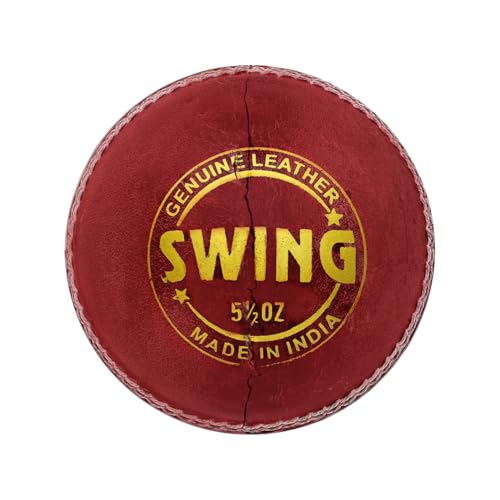 Image of DSC Swing 4-Piece Premium Leather Ball, Hand Stitched for Enhanced Swing & Shape Retention (Red, Pack of 1)