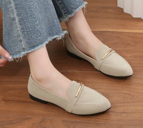 Niction Women’s Flat Shoes Comfortable Faux Suede Pointed Toe Slip On Casual Ballet Flats Daily Dress Work Loafers Mary Jane Flats for Women 5