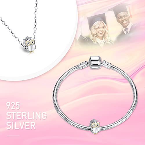 Ningan Owl Doctor Hat Charm For Pandora Bracelet 925 Sterling Silver Bead Charms With Cubic Birthday Anniversary Jewelry Gift Graduation Jewelry Gifts #TOP1