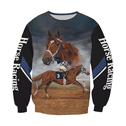 Men's Horse Racing 3D Zip Hoodie Jacket Cover