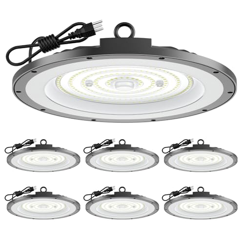 Image of AIKVSXER 6 Pack 300W UFO LED High Bay Light, 45000LM 6000K LED Shop Light