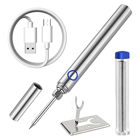 Soldering Iron Kit Electronics, MOGAOPI 8W Soldering Iron Adjustable Temperature Welding Tool with USB, Solder Wire, Soldering Iron Stand, Cleaning Sponge Cover