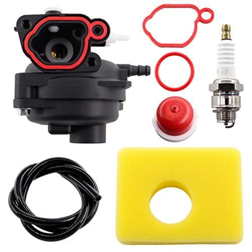 MCHNIC Carburateur avec filtre à air et bougie d'allumage pour moteur de tondeuse à gazon Briggs & Stratton 799583 591160 593261 591110 595656 591979 08P502...