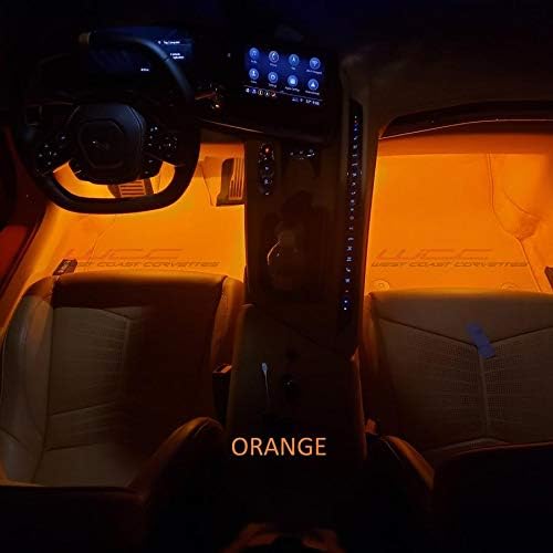 C8 Corvette Footwell LED Interior Lighting Kit for 2020-2026 Stingray, Z51 Corvettes (Orange Super Bright)