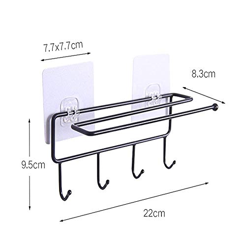 Corldif Creative Storage Shelf 2 Pack Kitchen Bathroom Hook Towel Rag Stand Nailless Design Easy to Install Black - Thumbnail 5