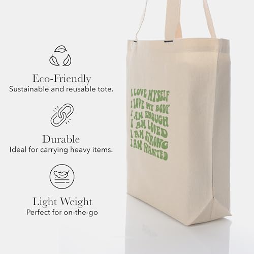 Image of Amazon Brand- Eono, 100% Cotton Cloth Bag,Reusable Tote Bags,Shopping Bag For Grocery, Vegetable Bag For Shopping, Aesthetic Carry Bag, Aesthetic Bags For College, Folding Bag - Style2