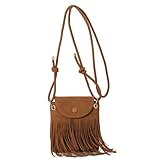 FIUTEKO Bolso de Mujer con Flecos Estilo Boho,Bandolera Vintage Años 70 de Gamuza Suave Bolso De Ante con Flecos Y Borlas Bolso Hippie Marrón para Festival Fiesta Viajes Look Retro