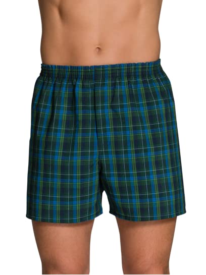 Fruit of the Loom 7 Pack Woven Tartan Boxers Assorted Plaid2