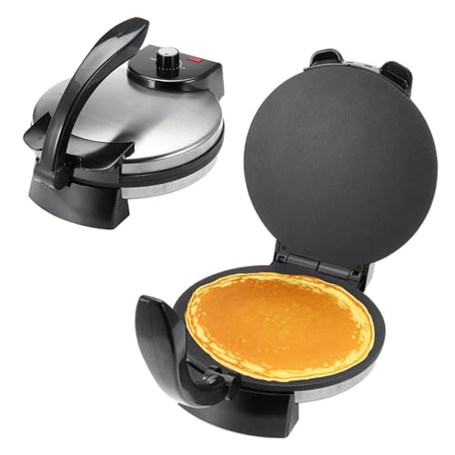 Pressa per Roti Elettrica, Pressa per Tortilla Da 10 Pollici Con Spie Luminose, Pressa per Roti Con Temperatura Regolabile, Superficie Antiaderente, Versatile Pressa per Tortilla