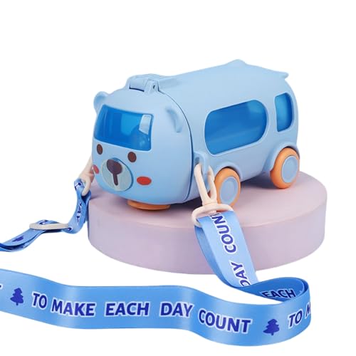LUOBEIYAOHL Portable Water Cup In Bus Shape With Strap For Sports School 16.9 Oz Reusable Water Bottles