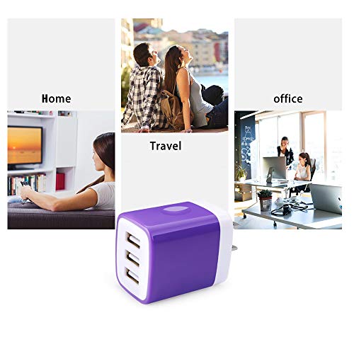 Image of 3 Port USB Wall Charger - Multi-Port USB Plug, 5V 3.1A Compatible with iPhone 14 /13 /12 /11 /Xs /XR /8 /7 /6S, Samsung Galaxy S23 /S22 /S21 /A14 /A13 /Note 20, LG V20 /V30 /V35 THINQ Q7