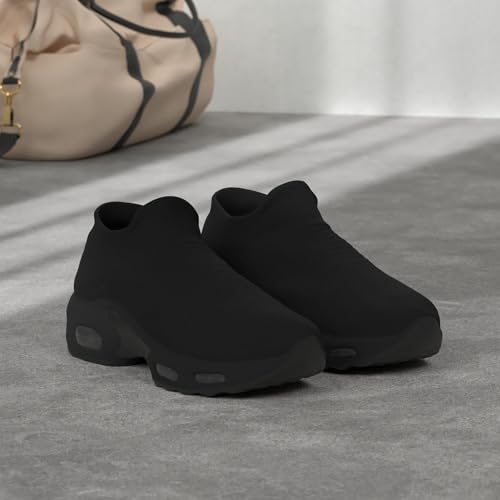 Image of YHOON Women's Walking Shoes - Sock Sneakers Slip on Mesh Platform Air Cushion Athletic Shoes Work Nurse Comfortable