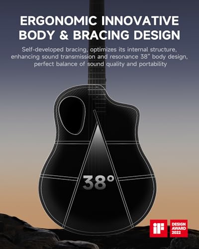 Donner RISING-G1 38 Inch Carbon X Wood Acoustic Guitar Beginner & Intermediate Learner Kits thumb #4