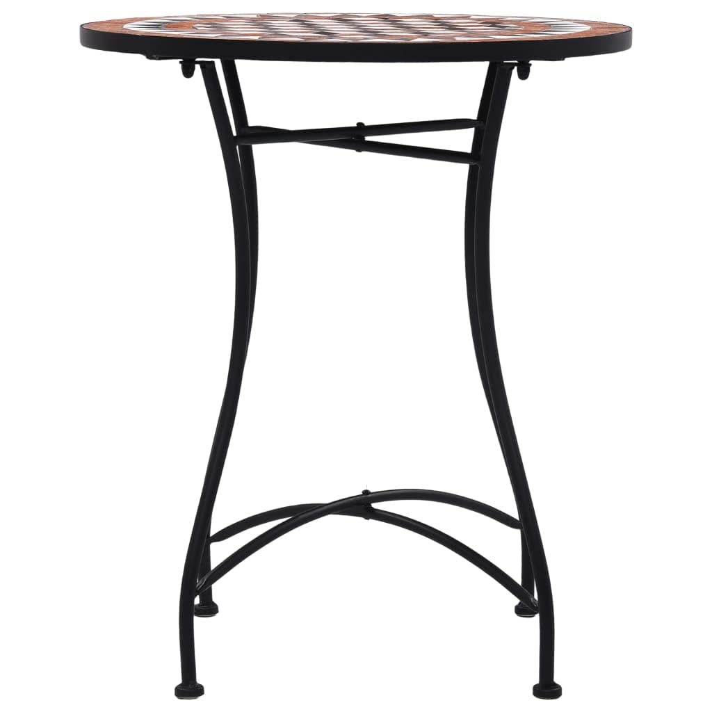 Tavolo da bistrot con mosaico in ceramica, marrone, 60 cm, resistente alle intemperie, pieghevole, per esterni, balcone, giardino, tavolino stabile, per campeggio e picnic