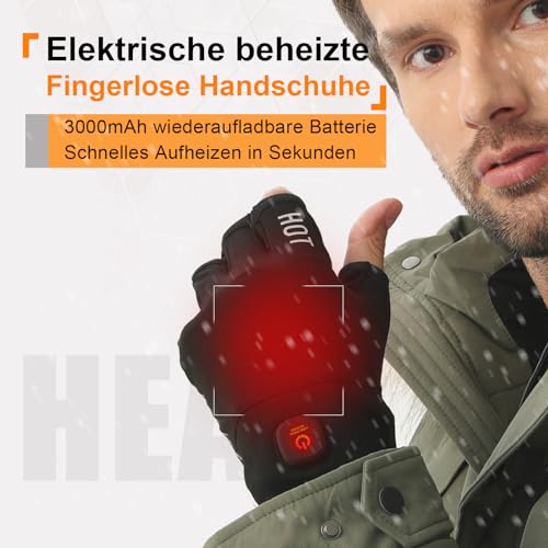 uncn Beheizte Handschuhe Fingerlos für Frauen Mann Arbeit Touchscreen Handschuhe für Winter Kaltes Wetter Wiederaufladbare Elektrik