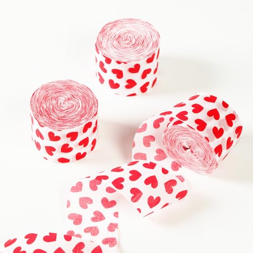 Image of Party-Decorations Red Heart Valentines Day Streamers - 8 Rolls Special Night Galentines Crepe Paper Streamer Garland,Girl Romantic Wedding Anniversary Baby Bridal Shower Engagement Decor Panduola