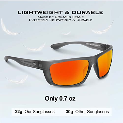 Kastking Huzzah Polarized Sport Sunglasses For Men And Women, Matte Smoke Crystal Frame, Brown - Scarlet Mirror #TOP2