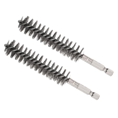Image of Bore Brush, 19mm Dia 75mm Length, Stainless Steel Twisted Cleaning Wire Brushes with 1 /4 inch Hex Shank - (Applications: for Power Drill), 2-Pieces