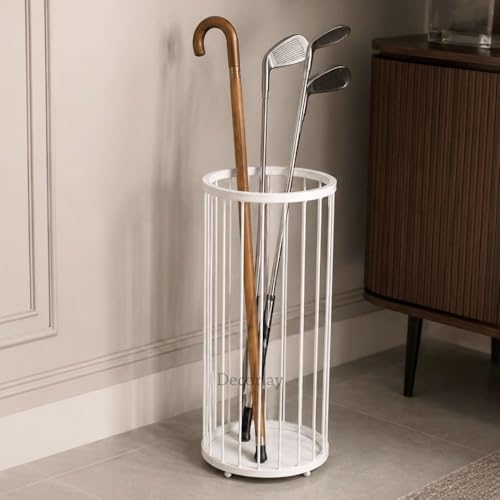 Image of Decorlay Wrought Iron Umbrella Stand Rack,Free Standing Umbrella Holder For Canes,Walking Sticks Rustproof And Easy To Clean,Home,Office|Color-White,24 Cm,54 Cm,24 Cm