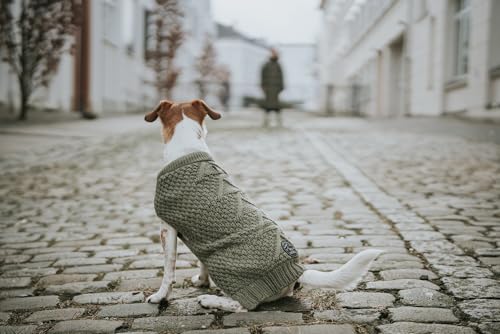 HUNTER Hundepullover MALMÖ, Farbe: Khaki, klassisches Zopfstrick-Muster, wärmend & bequem, elastisch für optimalen Sitz, reflektierend für mehr Sichtbarkeit, waschbar bei 30°C, Größe: 25