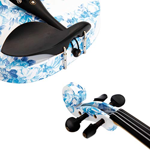 Kinglos 4/4 Elegant Colored Ebony Fitted Solid Wood Violin Kit with Case, Shoulder Rest, Bow, Manual, Extra Bridge and Strings Full Size - Thumbnail 7