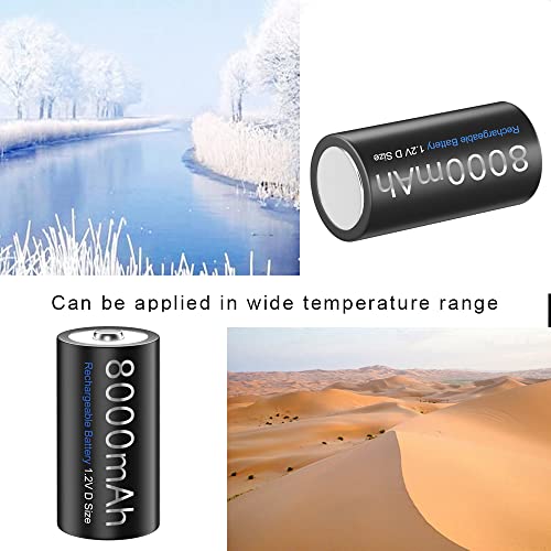 Palowextra Premium Rechargeable D Battery, 6 Pack High Capacity 8000Mah 1.2V Nimh D Size Batteries #TOP1