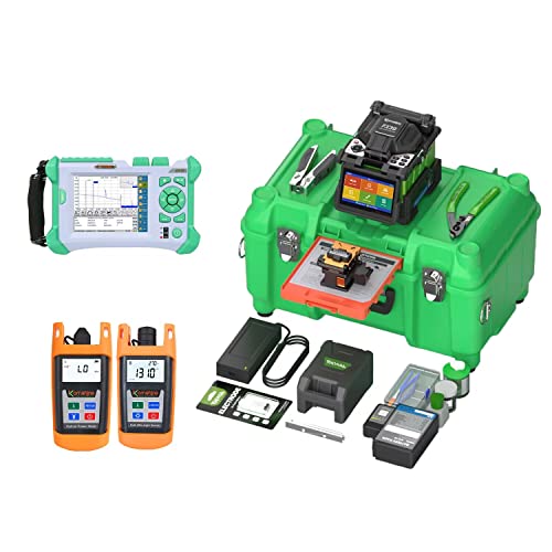 Komshine FX39 FTTH Fiber Fusion Splicer Fibra Encoladora Ee Ea Fusión + QX50-S Fiber Optic OTDR Optical Time Domain Reflectometer + Mini Optic Power Meter KPM-25+ KFL-25 SM Fiber Light Source