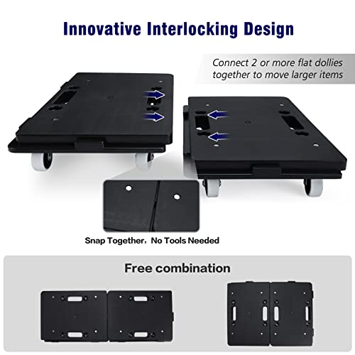 Insdawn Furniture Dolly,Moving Dolly Furniture Mover 4 Wheels Heavy Duty Small Flat Dolly Cart Portable Dollies With Wheels 2 Pack,16.3 X 11.4 Inch 500 Lbs Capacity Each Count, Black #TOP2