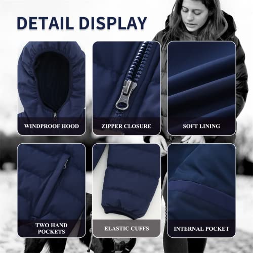 Ggleaf Women's Hooded Packable Full-Zip Short Jacket Quilted Warm Lightweight Winter Coat Navy S #TOP4