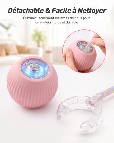 RZPTL Jouet Balle Interactifs pour Chats, Rose Balle Électrique avec Queue – vue 5