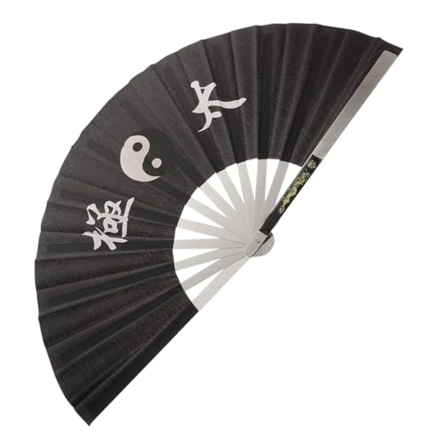 Éventail pliable Tai Chi acier noir accessoire danse Kung Fu ventilateur portatif