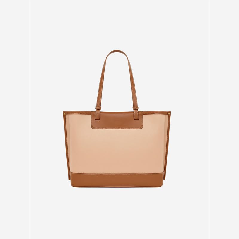 Image of Accessorize London Women's Beige & Tan Two-Tone Adore Work Tote | Spacious Shoulder Bag for Office & Travel
