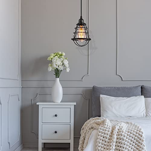Asnxcju B07HR8SB8V Industrial Pendant Light Innoccy Edison Hanging Cage Pendant Lights E26 E27 Base Vintage Adjustable Pendant Lamp Fixture thumb #6