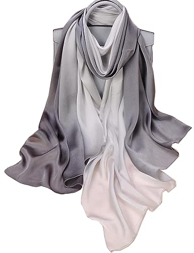 K-Elewon Women Scarf Silk Scarf Gradient Colors Scarves Headscarf Fashion Scarves Long Lightweight Shawls for Women H12