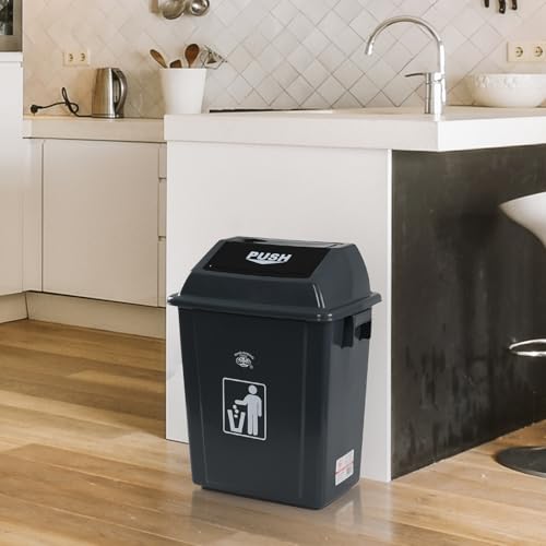 Caneca de basura plástica rectangular 6 galones, gris, 4 unidades miniatura 4