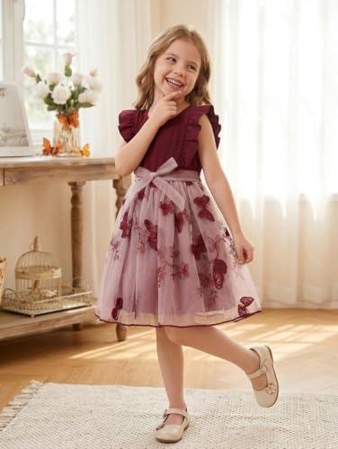 Image of Tagas Girls' Dress|Elegant Beige Baby Girl Dress with Lace Ruffles & Floral Embroidery - Long Sleeve Princess Birthday Party Dress | Comfortable & Stylish Kids Wear| PartFrock for Kids |