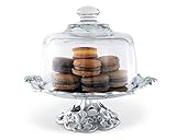 Arthur Court Fleur De Lis Footed Plate with Glass Dome, 8-Inch