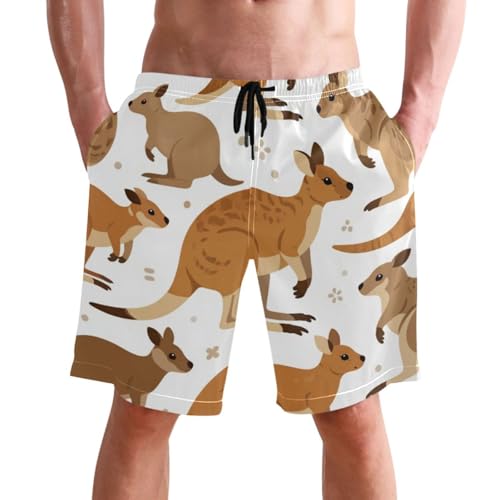 Men's Swim Trunks Quick Dry Swimming Shorts with Pocket Kangaroo Pattern Print on Fabric Swimsuit Trunks